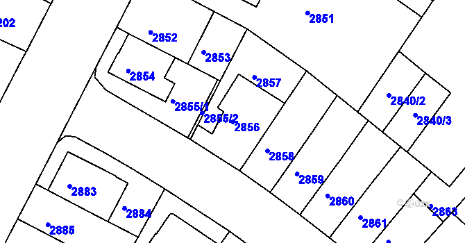 Parcela st. 2856 v KÚ Žabovřesky, Katastrální mapa