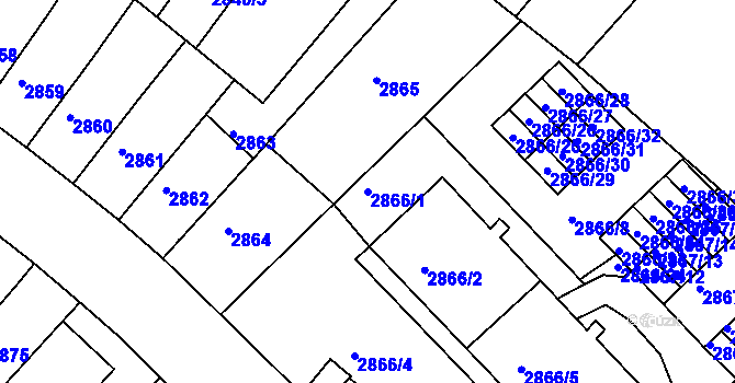Parcela st. 2866/1 v KÚ Žabovřesky, Katastrální mapa