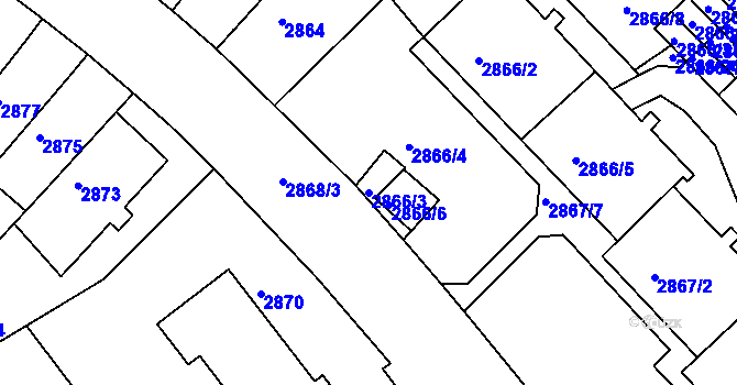 Parcela st. 2866/3 v KÚ Žabovřesky, Katastrální mapa