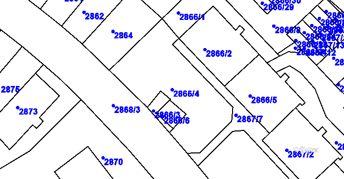 Parcela st. 2866/4 v KÚ Žabovřesky, Katastrální mapa