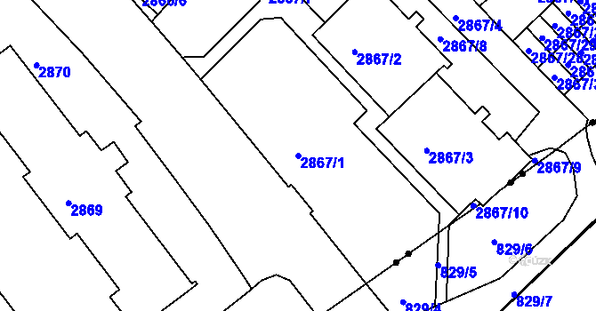 Parcela st. 2867/1 v KÚ Žabovřesky, Katastrální mapa