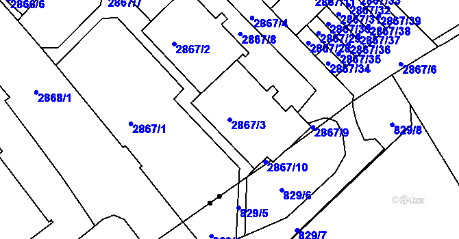 Parcela st. 2867/3 v KÚ Žabovřesky, Katastrální mapa