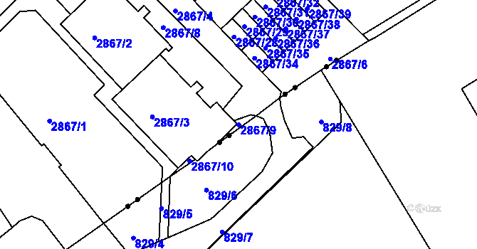 Parcela st. 2867/9 v KÚ Žabovřesky, Katastrální mapa