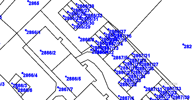 Parcela st. 2867/12 v KÚ Žabovřesky, Katastrální mapa