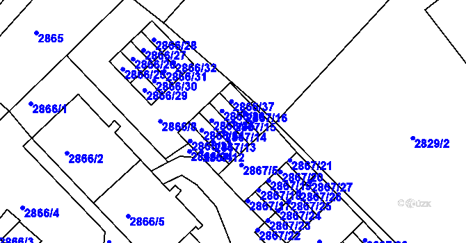 Parcela st. 2867/15 v KÚ Žabovřesky, Katastrální mapa