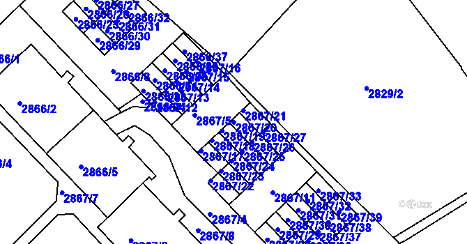 Parcela st. 2867/20 v KÚ Žabovřesky, Katastrální mapa