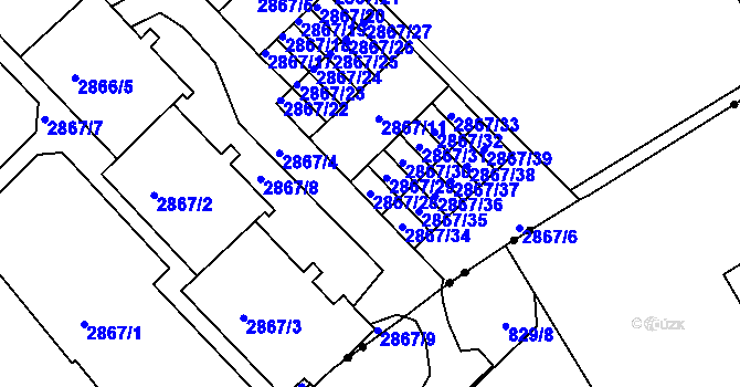 Parcela st. 2867/28 v KÚ Žabovřesky, Katastrální mapa