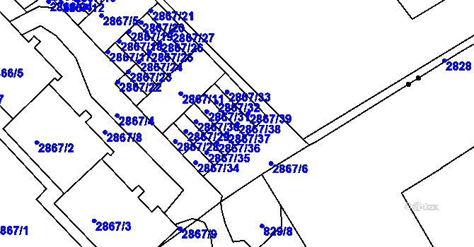 Parcela st. 2867/38 v KÚ Žabovřesky, Katastrální mapa
