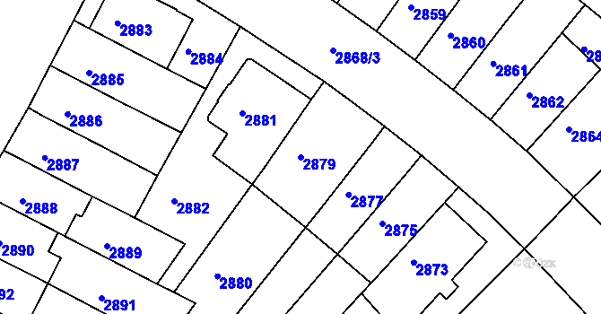 Parcela st. 2879 v KÚ Žabovřesky, Katastrální mapa