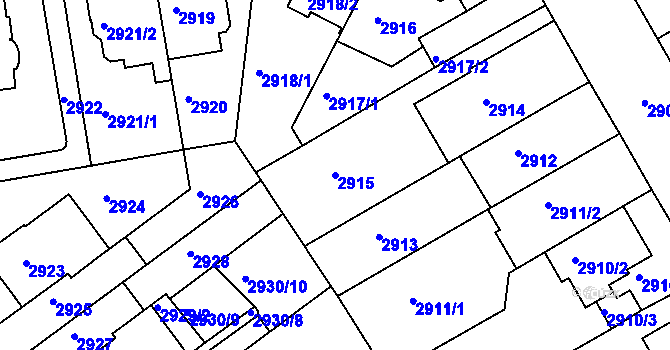 Parcela st. 2915 v KÚ Žabovřesky, Katastrální mapa