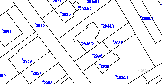 Parcela st. 2935/2 v KÚ Žabovřesky, Katastrální mapa