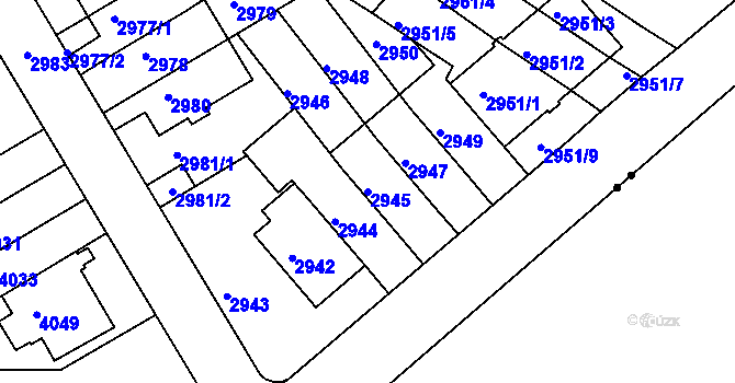 Parcela st. 2945 v KÚ Žabovřesky, Katastrální mapa