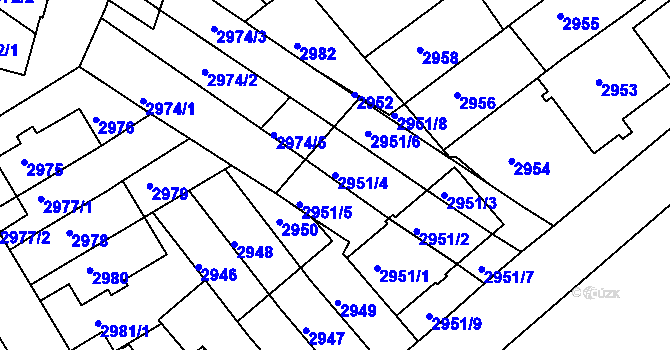 Parcela st. 2951/4 v KÚ Žabovřesky, Katastrální mapa