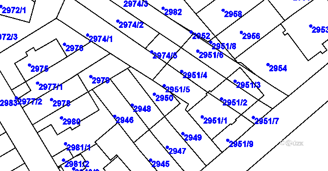 Parcela st. 2951/5 v KÚ Žabovřesky, Katastrální mapa