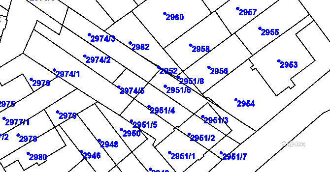Parcela st. 2951/6 v KÚ Žabovřesky, Katastrální mapa