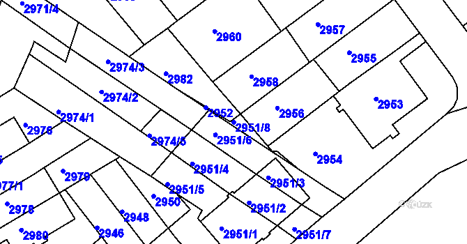 Parcela st. 2951/8 v KÚ Žabovřesky, Katastrální mapa