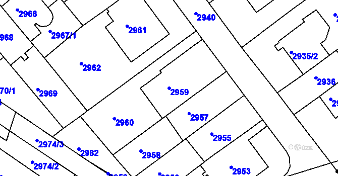Parcela st. 2959 v KÚ Žabovřesky, Katastrální mapa