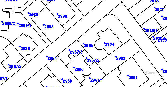 Parcela st. 2965 v KÚ Žabovřesky, Katastrální mapa