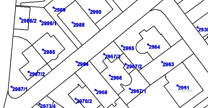 Parcela st. 2967/3 v KÚ Žabovřesky, Katastrální mapa