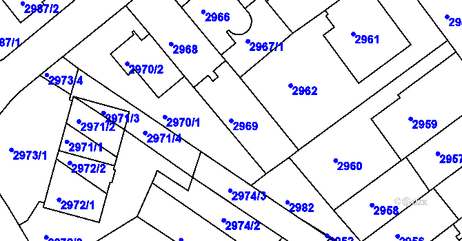Parcela st. 2969 v KÚ Žabovřesky, Katastrální mapa