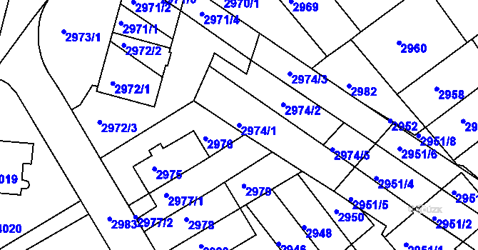 Parcela st. 2974/1 v KÚ Žabovřesky, Katastrální mapa