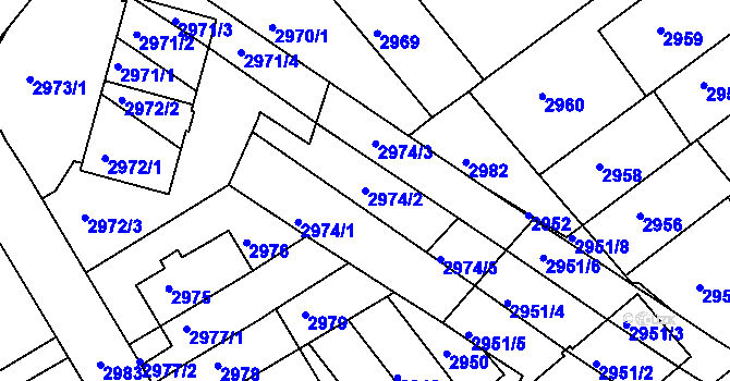 Parcela st. 2974/2 v KÚ Žabovřesky, Katastrální mapa