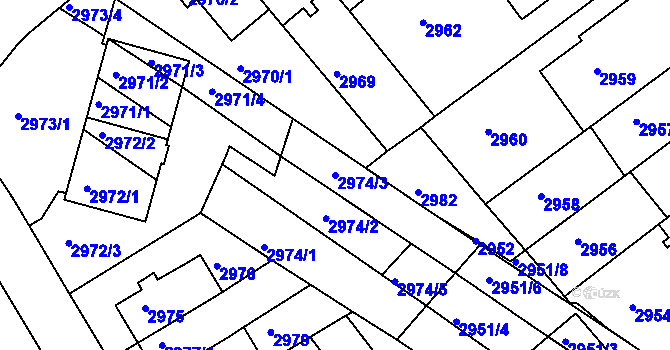Parcela st. 2974/3 v KÚ Žabovřesky, Katastrální mapa