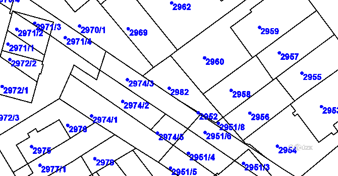 Parcela st. 2982 v KÚ Žabovřesky, Katastrální mapa