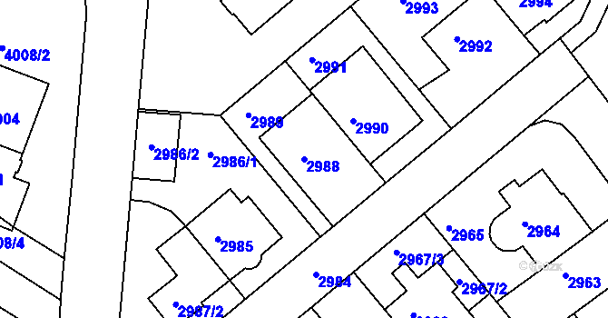 Parcela st. 2988 v KÚ Žabovřesky, Katastrální mapa