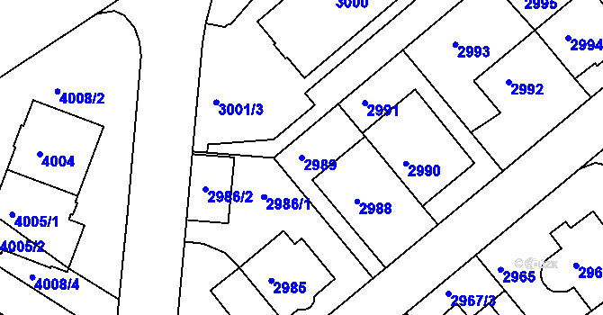 Parcela st. 2989 v KÚ Žabovřesky, Katastrální mapa