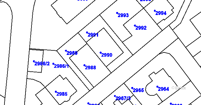 Parcela st. 2990 v KÚ Žabovřesky, Katastrální mapa