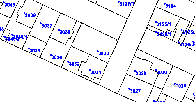 Parcela st. 3033 v KÚ Žabovřesky, Katastrální mapa