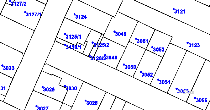 Parcela st. 3048 v KÚ Žabovřesky, Katastrální mapa
