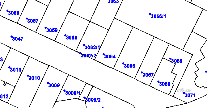 Parcela st. 3064 v KÚ Žabovřesky, Katastrální mapa
