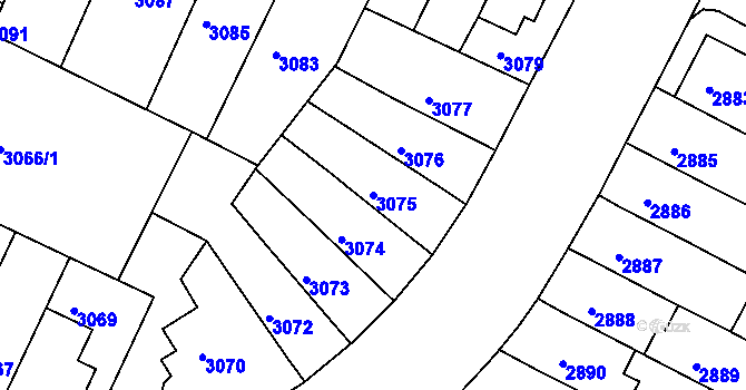 Parcela st. 3075 v KÚ Žabovřesky, Katastrální mapa