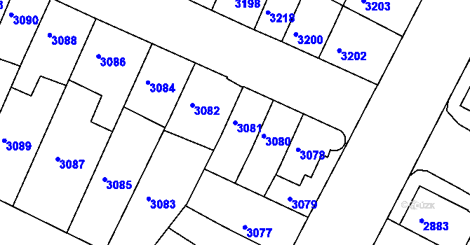 Parcela st. 3081 v KÚ Žabovřesky, Katastrální mapa