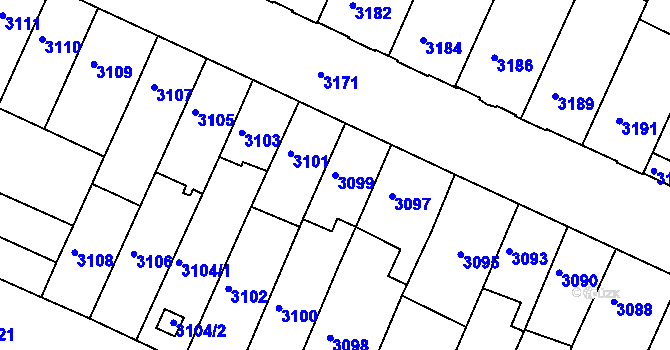 Parcela st. 3099 v KÚ Žabovřesky, Katastrální mapa