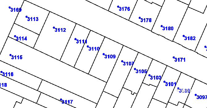 Parcela st. 3109 v KÚ Žabovřesky, Katastrální mapa
