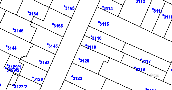 Parcela st. 3118 v KÚ Žabovřesky, Katastrální mapa
