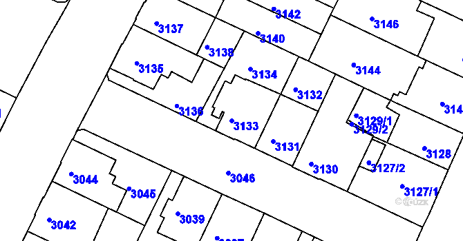 Parcela st. 3133 v KÚ Žabovřesky, Katastrální mapa