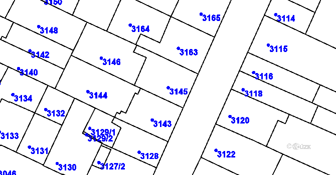 Parcela st. 3145 v KÚ Žabovřesky, Katastrální mapa
