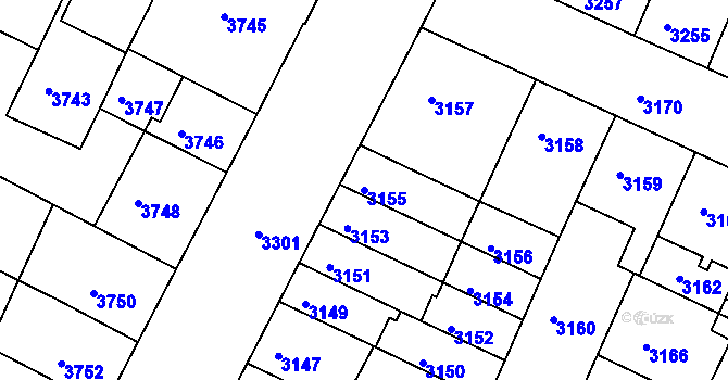 Parcela st. 3155 v KÚ Žabovřesky, Katastrální mapa