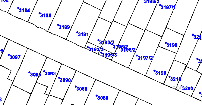 Parcela st. 3195/3 v KÚ Žabovřesky, Katastrální mapa