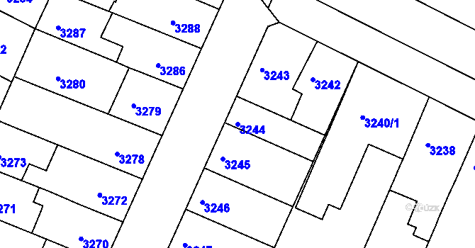 Parcela st. 3244 v KÚ Žabovřesky, Katastrální mapa