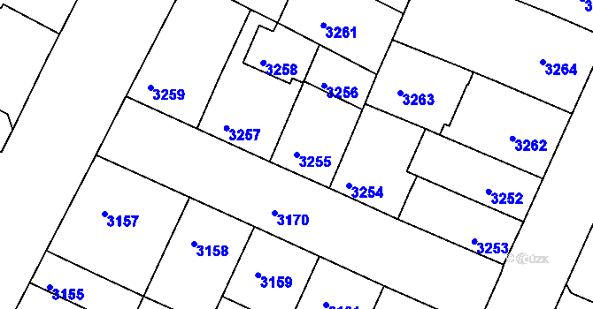 Parcela st. 3255 v KÚ Žabovřesky, Katastrální mapa