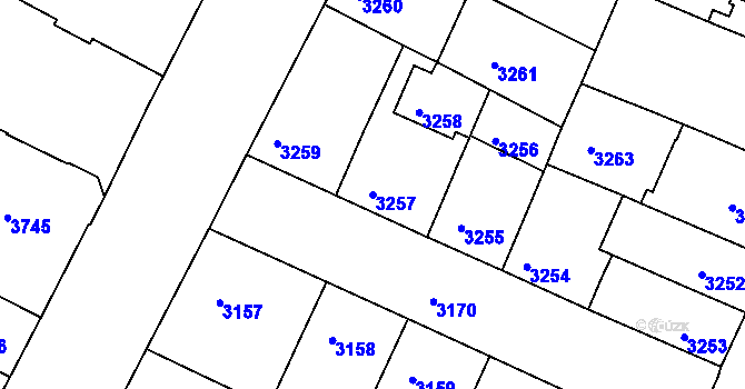 Parcela st. 3257 v KÚ Žabovřesky, Katastrální mapa