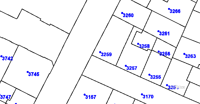 Parcela st. 3259 v KÚ Žabovřesky, Katastrální mapa