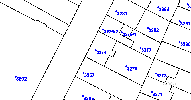 Parcela st. 3274 v KÚ Žabovřesky, Katastrální mapa