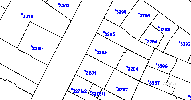 Parcela st. 3283 v KÚ Žabovřesky, Katastrální mapa