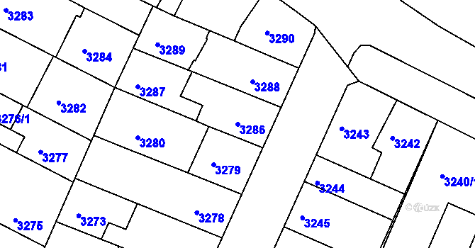 Parcela st. 3286 v KÚ Žabovřesky, Katastrální mapa